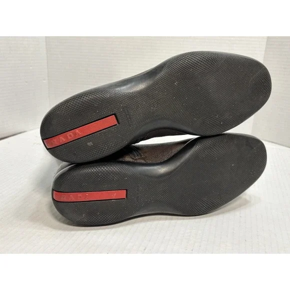 Prada Sport Linea Rossa Brown Leather Knee High Boots Womens 38 Made In Italy - Picture 10 of 14